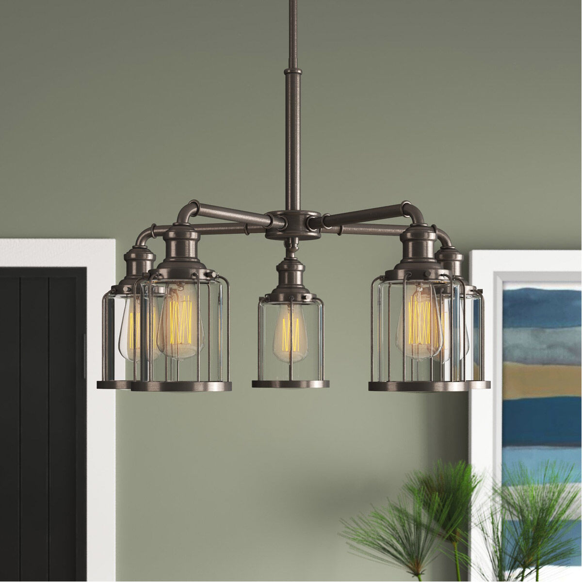 Anson 5 Light 25 inch Satin Copper Bronze Chandelier Ceiling Light